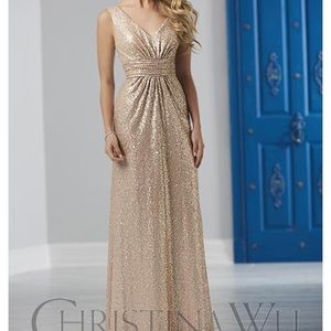 Christina Wu Matte Gold Dress